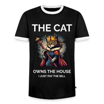 Propriétaire de chat drôle Dire maman chat - T-shirt contrasté Homme - noir/blanc - Devant - AI Model Female 172 light (172cm) & AI Model Male 178 light (178cm)