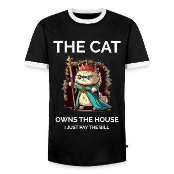Maman chatte fière - T-shirt contrasté Homme - noir/blanc - Devant - AI Model Female 172 light (172cm) & AI Model Male 178 light (178cm)