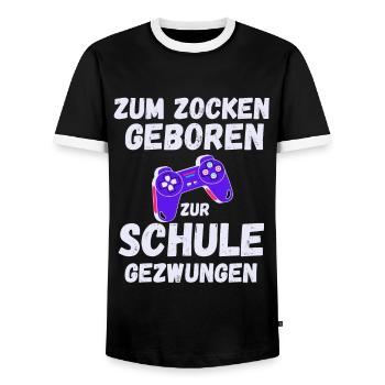Gamer Spruch Gaming Sprüche Schule - Männer Kontrast-T-Shirt - Schwarz/Weiß - Vorne - AI Model Female 172 light (172cm) & AI Model Male 178 light (178cm)