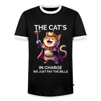 Propriétaire de chat drôle Dire maman chat - T-shirt contrasté Homme - noir/blanc - Devant - AI Model Female 172 light (172cm) & AI Model Male 178 light (178cm)