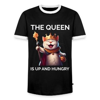 Drôle de chat disant Crazy Cat Lady - T-shirt contrasté Homme - noir/blanc - Devant - AI Model Female 172 light (172cm) & AI Model Male 178 light (178cm)