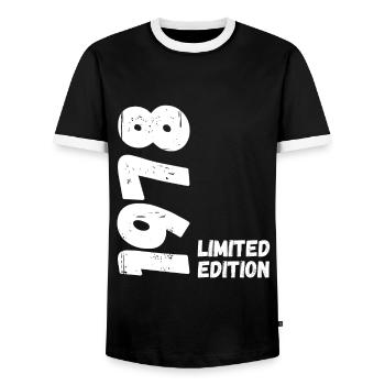 1978 Limited edition Birthday - Men's Ringer Shirt - black/white - Front - AI Model Female 172 light (172cm) & AI Model Male 178 light (178cm)