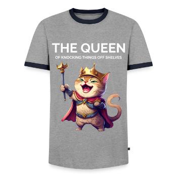 Cat Lover Kitten - Men's Ringer Shirt - grey/navy  - Front - AI Model Female 172 light (172cm) & AI Model Male 178 light (178cm)