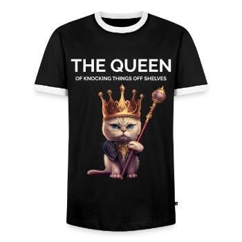 Stolze Katzenbesitzerin Katzenmutter - Männer Kontrast-T-Shirt - Schwarz/Weiß - Vorne - AI Model Female 172 light (172cm) & AI Model Male 178 light (178cm)