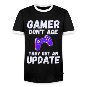 Les joueurs ne vieillissent pas ils obtiennent une mise à jour Jeux - T-shirt contrasté Homme - noir/blanc - Devant - AI Model Female 172 light (172cm) & AI Model Male 178 light (178cm)