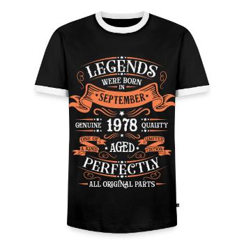 Vintage En Septembre 1978 Idée cadeau - T-shirt contrasté Homme - noir/blanc - Devant - AI Model Female 172 light (172cm) & AI Model Male 178 light (178cm)