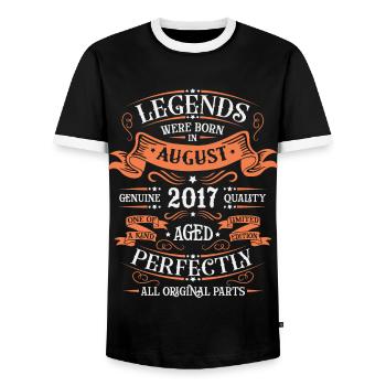 Août 2017 anniversaire 2017 légendes Août - T-shirt contrasté Homme - noir/blanc - Devant - AI Model Female 172 light (172cm) & AI Model Male 178 light (178cm)