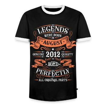 August 2012 anniversary 2012 legends August - Men's Ringer Shirt - black/white - Front - AI Model Female 172 light (172cm) & AI Model Male 178 light (178cm)