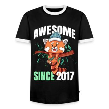 Genial seit 2017 - 6. Roter Panda Geburtstag - Männer Kontrast-T-Shirt - Schwarz/Weiß - Vorne - AI Model Female 172 light (172cm) & AI Model Male 178 light (178cm)