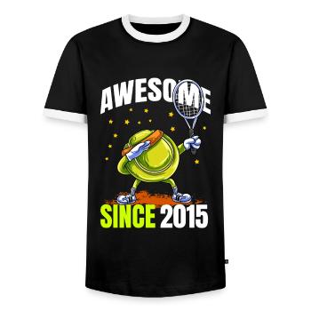 Génial depuis 2015 - 8ème anniversaire de tennis - T-shirt contrasté Homme - noir/blanc - Devant - AI Model Female 172 light (172cm) & AI Model Male 178 light (178cm)