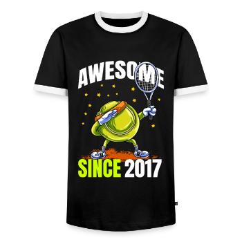 Génial depuis 2017 - 6ème anniversaire de tennis - T-shirt contrasté Homme - noir/blanc - Devant - AI Model Female 172 light (172cm) & AI Model Male 178 light (178cm)