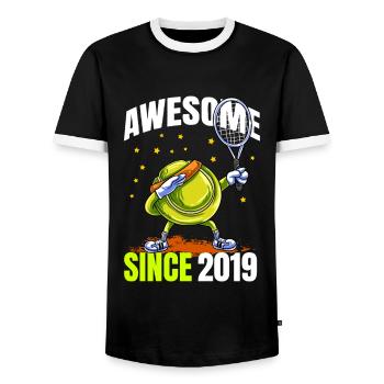 Génial depuis 2019 - 4ème anniversaire de tennis - T-shirt contrasté Homme - noir/blanc - Devant - AI Model Female 172 light (172cm) & AI Model Male 178 light (178cm)