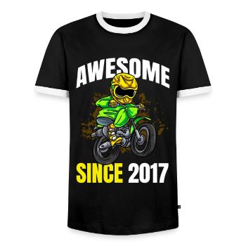 Genial seit 2017 - 6. Dirt Bike Rider Geburtstag - Männer Kontrast-T-Shirt - Schwarz/Weiß - Vorne - AI Model Female 172 light (172cm) & AI Model Male 178 light (178cm)