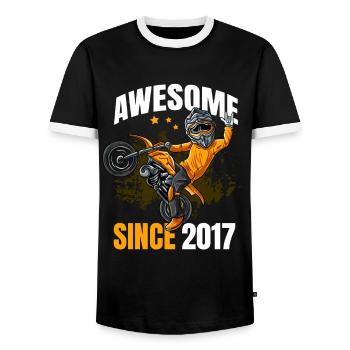 Awesome Since 2017 - 6th Motocross Rider Birthday - Men's Ringer Shirt - black/white - Front - AI Model Female 172 light (172cm) & AI Model Male 178 light (178cm)