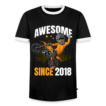 Awesome Since 2018 - 5th Motocross Rider Birthday - Men's Ringer Shirt - black/white - Front - AI Model Female 172 light (172cm) & AI Model Male 178 light (178cm)