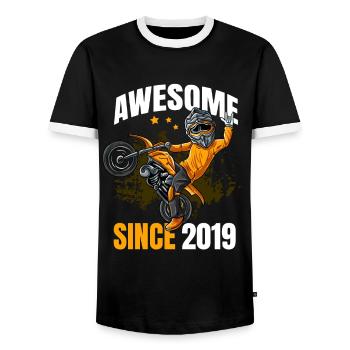 Awesome Since 2019 - 4th Motocross Rider Birthday - Men's Ringer Shirt - black/white - Front - AI Model Female 172 light (172cm) & AI Model Male 178 light (178cm)