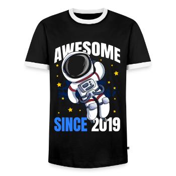 Awesome seit 2019 - 4. Astronaut Geburtstag - Männer Kontrast-T-Shirt - Schwarz/Weiß - Vorne - AI Model Female 172 light (172cm) & AI Model Male 178 light (178cm)
