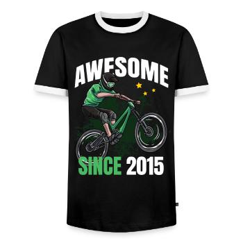 Awesome Since 2015 - 8th Mountain Bike Birthday - Men's Ringer Shirt - black/white - Front - AI Model Female 172 light (172cm) & AI Model Male 178 light (178cm)
