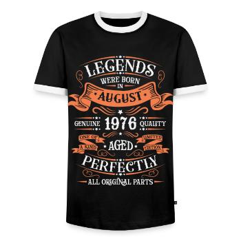 Limited Edition 1976 August Geburtstag Polarlicht - Männer Kontrast-T-Shirt - Schwarz/Weiß - Vorne - AI Model Female 172 light (172cm) & AI Model Male 178 light (178cm)