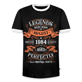 Limited Edition 1984 August Geburtstag Polarlicht - Männer Kontrast-T-Shirt - Schwarz/Weiß - Vorne - AI Model Female 172 light (172cm) & AI Model Male 178 light (178cm)