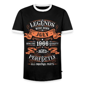 Juillet 1966 Anniversaire - T-shirt contrasté Homme - noir/blanc - Devant - AI Model Female 172 light (172cm) & AI Model Male 178 light (178cm)