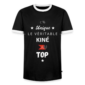 Le véritable Kiiné au top - T-shirt contrasté Homme - noir/blanc - Devant - AI Model Female 172 light (172cm) & AI Model Male 178 light (178cm)