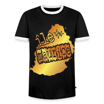 belle idée cadeau souvenir de l'île Maurice - T-shirt contrasté Homme - noir/blanc - Devant - AI Model Female 172 light (172cm) & AI Model Male 178 light (178cm)