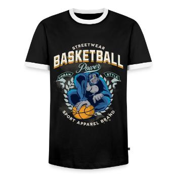 Basketball Gorilla Basketballspieler Vintage Retro - Männer Kontrast-T-Shirt - Schwarz/Weiß - Vorne - AI Model Female 172 light (172cm) & AI Model Male 178 light (178cm)