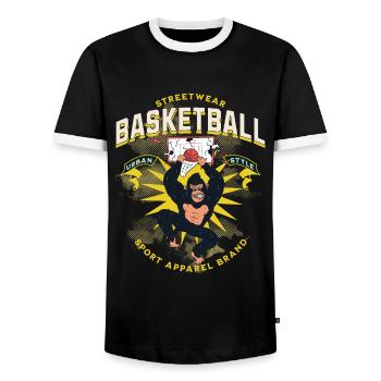 Basketball Gorilla Basketballspieler Vintage Retro - Männer Kontrast-T-Shirt - Schwarz/Weiß - Vorne - AI Model Female 172 light (172cm) & AI Model Male 178 light (178cm)