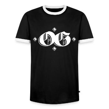 OG Original Gangster Gangsta O.G. Calligraphy - Men's Ringer Shirt - black/white - Front - AI Model Female 172 light (172cm) & AI Model Male 178 light (178cm)