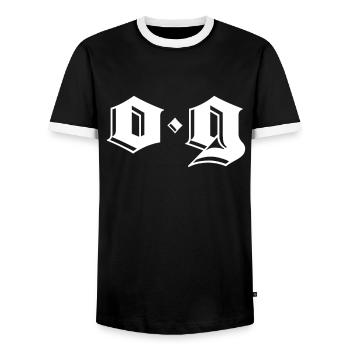 OG Original Gangster Gangsta O.G. Calligraphy - Men's Ringer Shirt - black/white - Front - AI Model Female 172 light (172cm) & AI Model Male 178 light (178cm)