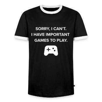 Drôle de joueur de jeu vidéo Jeu - T-shirt contrasté Homme - noir/blanc - Devant - AI Model Female 172 light (172cm) & AI Model Male 178 light (178cm)