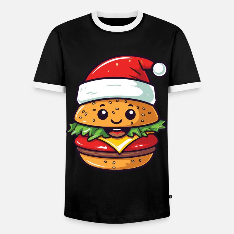Burger Christmas Comic - Men's Ringer Shirt - black/white