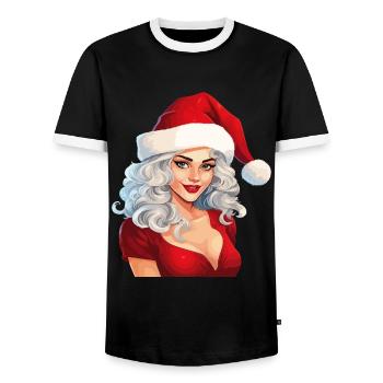 Weihnachtsfrau Sexy Weihnachten Ugly Christmas - Männer Kontrast-T-Shirt - Schwarz/Weiß - Vorne - AI Model Female 172 light (172cm) & AI Model Male 178 light (178cm)