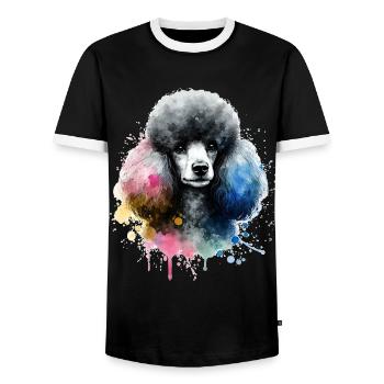 Caniche tête de chien aquarelle - T-shirt contrasté Homme - noir/blanc - Devant - AI Model Female 172 light (172cm) & AI Model Male 178 light (178cm)