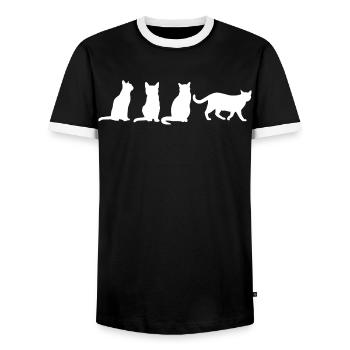 Drôles de chats - T-shirt contrasté Homme - noir/blanc - Devant - AI Model Female 172 light (172cm) & AI Model Male 178 light (178cm)