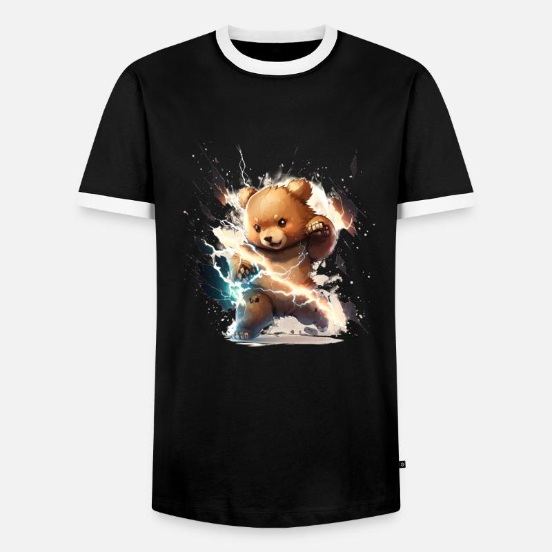 Lightning Strike Teddy - Men's Ringer Shirt - black/white