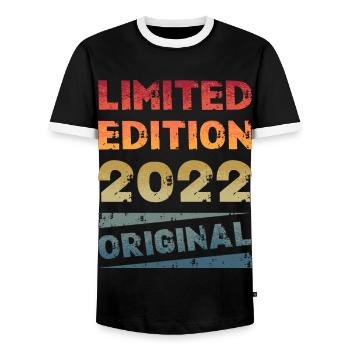 Fête d’anniversaire en édition limitée vintage 2022 - T-shirt contrasté Homme - noir/blanc - Devant - AI Model Female 172 light (172cm) & AI Model Male 178 light (178cm)