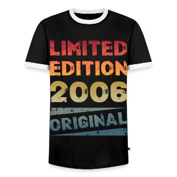 Limited Edition 18th Birthday Party Vintage 2006 - Men's Ringer Shirt - black/white - Front - AI Model Female 172 light (172cm) & AI Model Male 178 light (178cm)