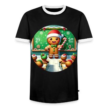 Cours de Noël de l’enseignement du pain d’épice - T-shirt contrasté Homme - noir/blanc - Devant - AI Model Female 172 light (172cm) & AI Model Male 178 light (178cm)