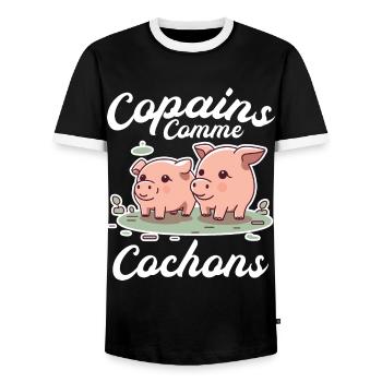Copains Comme Cochon Citation Homme Meilleur Ami - T-shirt contrasté Homme - noir/blanc - Devant - AI Model Female 172 light (172cm) & AI Model Male 178 light (178cm)