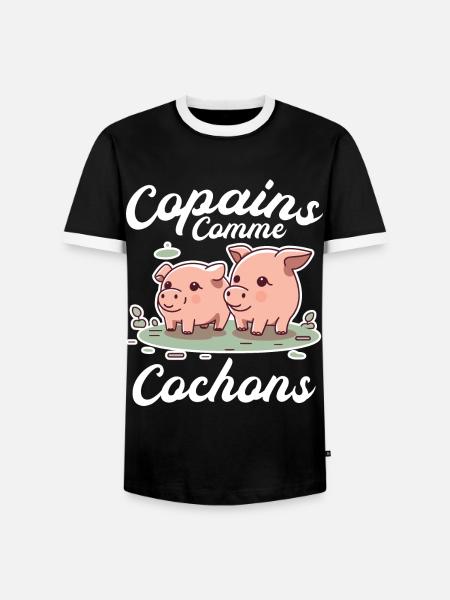 Copains Comme Cochon Citation Homme Meilleur Ami - T-shirt contrasté Homme - noir/blanc