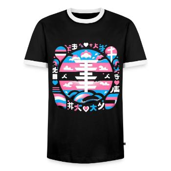 Neo-Tokio-Pop-Wellen - Männer Kontrast-T-Shirt - Schwarz/Weiß - Vorne - AI Model Female 172 light (172cm) & AI Model Male 178 light (178cm)