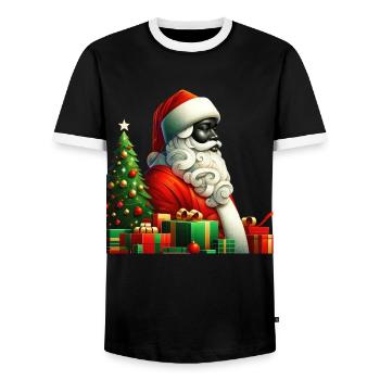 Weihnachtsjubel des Weihnachtsmanns - Männer Kontrast-T-Shirt - Schwarz/Weiß - Vorne - AI Model Female 172 light (172cm) & AI Model Male 178 light (178cm)