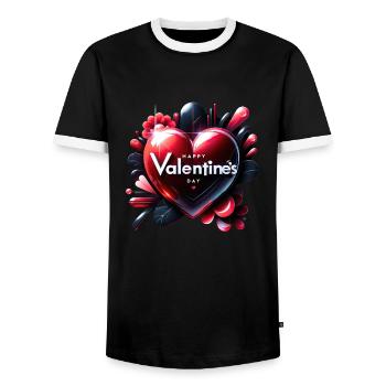 Love's Vibrant Pulse - Men's Ringer Shirt - black/white - Front - AI Model Female 172 light (172cm) & AI Model Male 178 light (178cm)