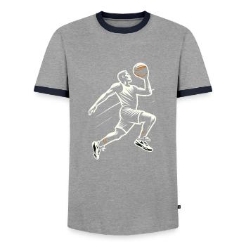 Joueur de basket-ball dynamique - T-shirt contrasté Homme - gris/marine  - Devant - AI Model Female 172 light (172cm) & AI Model Male 178 light (178cm)