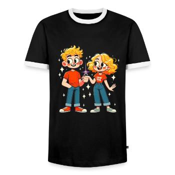 Modern Love Sparkle - Men's Ringer Shirt - black/white - Front - AI Model Female 172 light (172cm) & AI Model Male 178 light (178cm)
