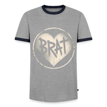 Rebel Heart Attitude - Men's Ringer Shirt - grey/navy  - Front - AI Model Female 172 light (172cm) & AI Model Male 178 light (178cm)