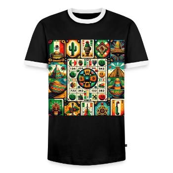 Mexikanischer Loteria Charm - Männer Kontrast-T-Shirt - Schwarz/Weiß - Vorne - AI Model Female 172 light (172cm) & AI Model Male 178 light (178cm)