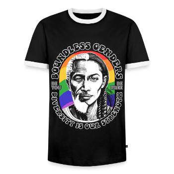 Celebrating Diversity: LGBTQIA+ T-Shirt Inspired. - Men's Ringer Shirt - black/white - Front - AI Model Female 172 light (172cm) & AI Model Male 178 light (178cm)